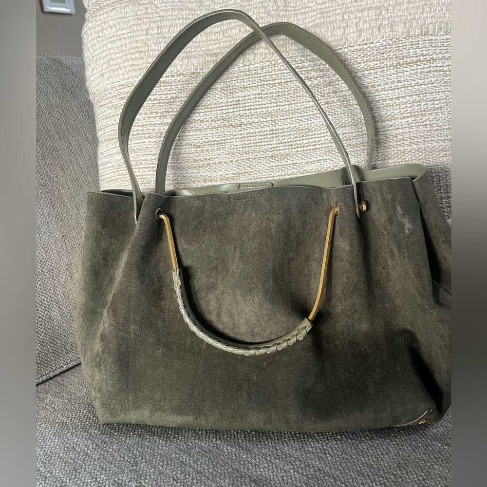 House of Harlow green suede purse.